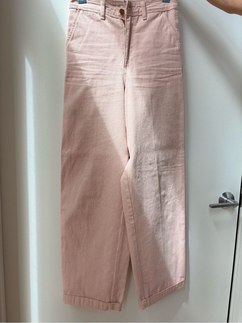 Wrangler Striped Carpenter Pants in Red and White